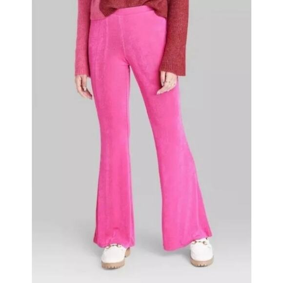 Wild Fable  Mid Rise Slinky Knit Flare Pants Pink Women's XS - Picture 2 of 10
